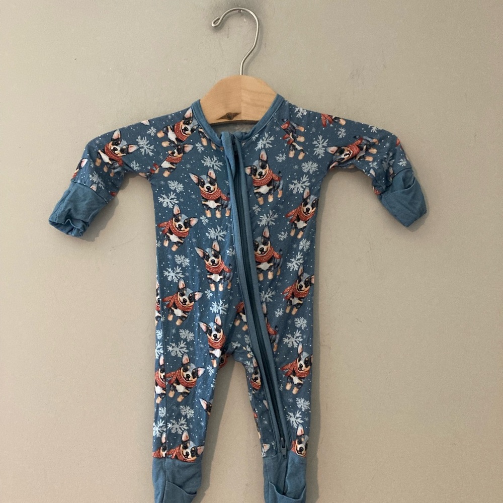 $18 ADD ON little one shop holiday dogs footie preemie‎ Bamboo Zara Mini Boden